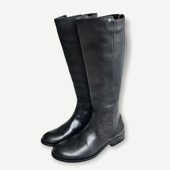 $398 Frye Melissa Stud Black Back Zip Tall Real Leather Black Knee High Boot - Picture 9 of 16